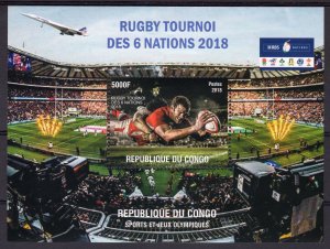 Congo (Brazzaville) 2018 RUGBY 6 NATIONS 2018/CONCORDE S/S PERFORATED MNH