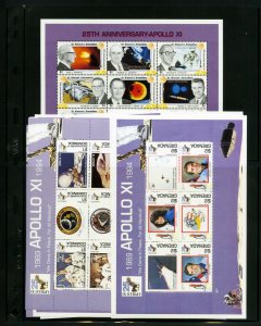 World MNH Apollo 11 Anniversary Space MNH Lot of 28 Stamp Sheets