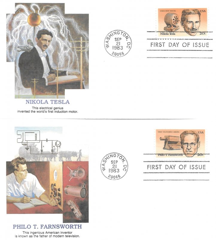 1983 FDC, #2055-2058, 2058a, 20c American Inventors, Fleetwood (5)