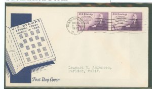 US 754 1935 3c Farley Mother's day imperf (pair) on an addressed FDC with an unknown Open Book stamp album cachet.