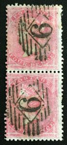 GB 1857 QV 4d vertical pair wmk Large Garter Fine Used SG#66a GB3978