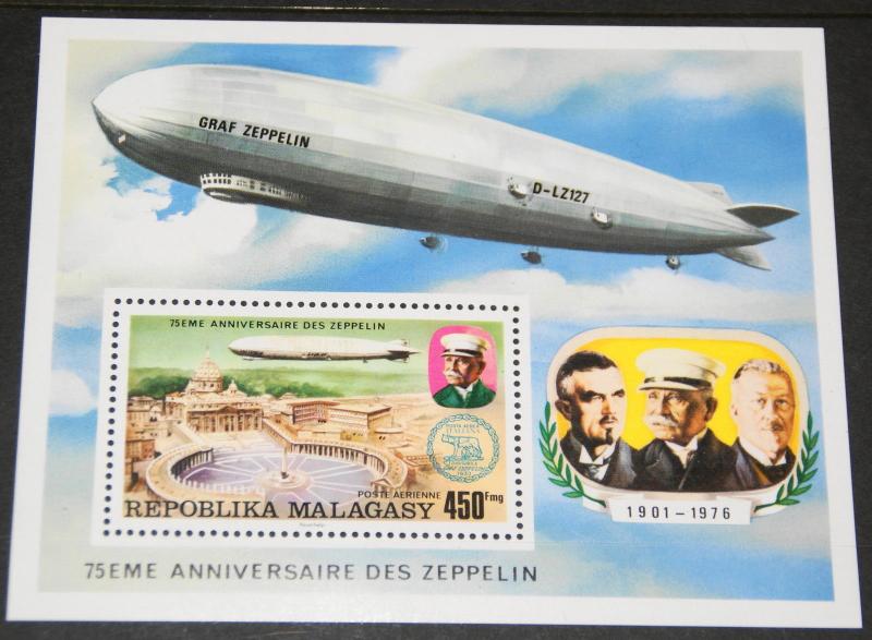 1976 MNH Malagasy Republic Zeppelins, Sc# 545-8, C158-60