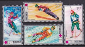 Poland 1972 Sc 1871-4 Sapporo 72 Emblem Slalom Biathlon Ski Jump Luge Stamp MNH