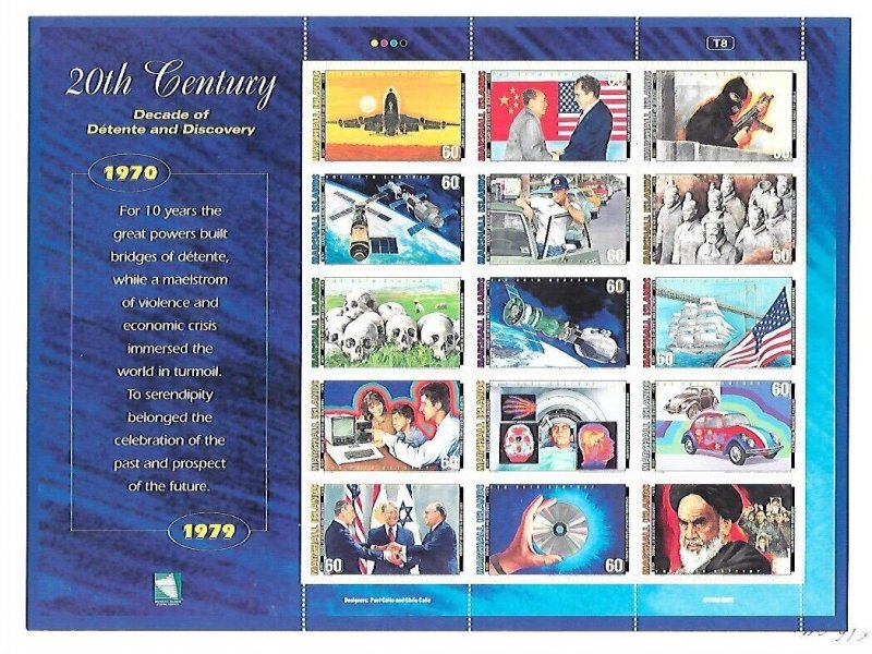 MARSHALL ISL Sc 723 NH MINISHEET OF 1999 - MILLENNIUM - THE SEVENTIES