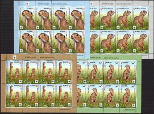 2015 WWF Speckled Ground Squirrel 4 sheets MNH