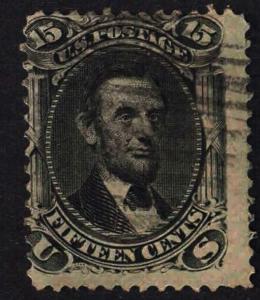 1866 Sc 77 used 15c single CV $200  w/CERTIFICATE  Handstamped