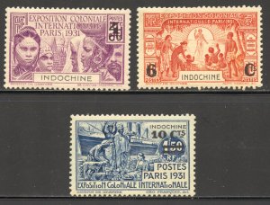 Indo-China Scott 140-42 Unused VLHOG - 1931 Colonial Expo Issue - SCV $18.50