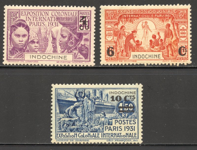 Indo-China Scott 140-42 Unused VLHOG - 1931 Colonial Expo Issue - SCV $18.50