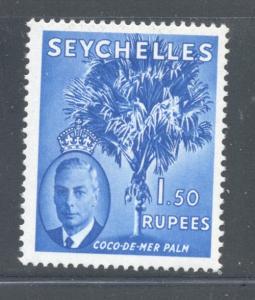 Seychelles Sc#168 1952 1.50 Rupee G VI & Palm Tree stamp ...