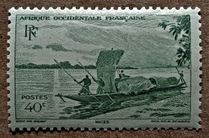 French West Africa #38 40c Trading Canoe, Niger River MNH (1947)