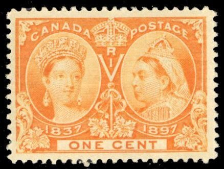 Canada 51, $30, 1897 1c orange, very lightly hinged