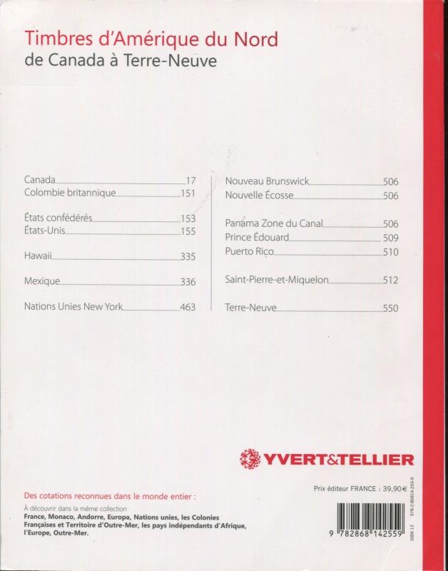 2016 French Yvert & Tellier North America USA Canada Mexico Stamp Catalogue