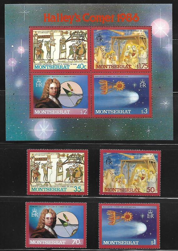 MONTSERRAT 605-612, 613-614 MNH HALLEY'S  COMET SET & SOUVENIR SHEETS