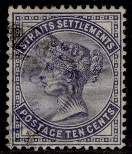 MALAYSIA - Straits Settlements QV SG53, 10c slate, FINE USED.