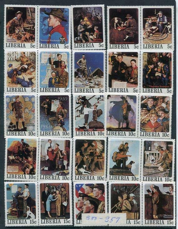 Liberia 1979 Norman Rockwell Boy Scout   Imperf full set in Pairs RARE 6133a