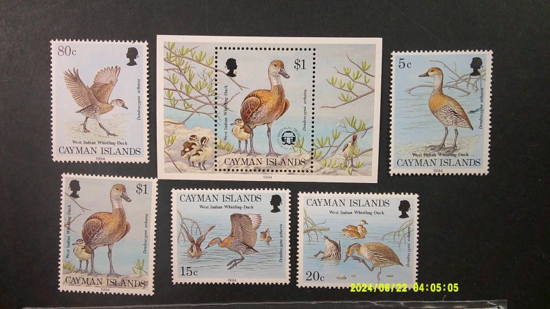 Cayman Islands 1994 Scott# 681-685, 685a complete set of 5 + Souvenir Sheet