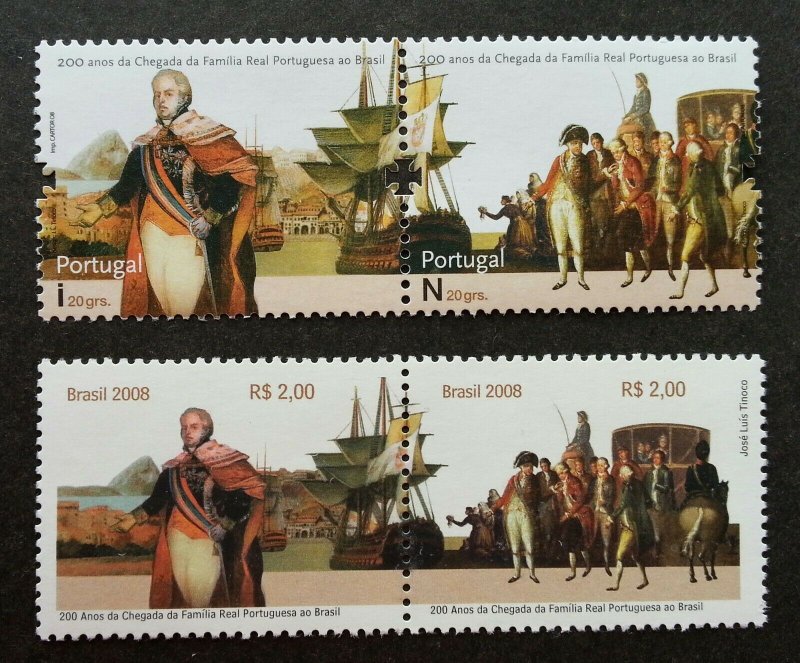 *FREE SHIP Portugal Brazil Joint Issue 200th King 2008 (stamp pair) MNH