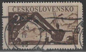 Czechoslovakia Scott 411 Used CTO 1950 Steam shovel stamp