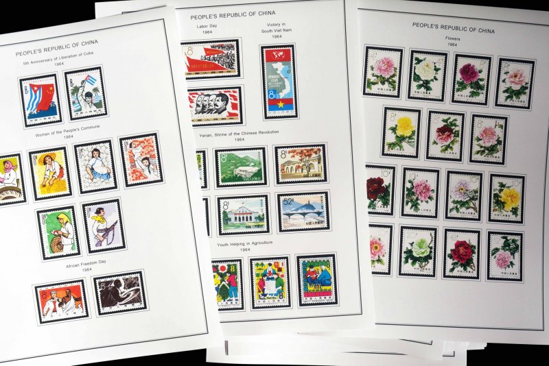 COLOR PRINTED CHINA P.R.C. 1949-1976 STAMP ALBUM PAGES (134 illustrated pages)