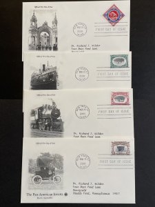 2001 US FDC Pan-American Exposition Sc# 3505a-d Complete Set 4 PCS Cachets, Addr