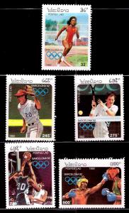 LAOS Scott 1058-1062 MNH** 1992 Olympic set