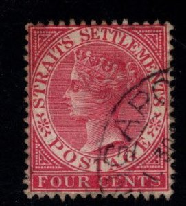 Straits Settlements Scott 41 Used  1883 Queen Victoria CA wmk, Nice Cancel