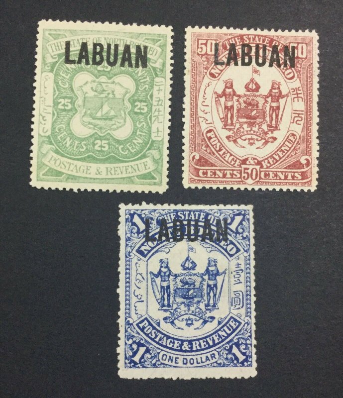 MOMEN: LABUAN SG #80-82 1896 MINT OG H £164 LOT #6931