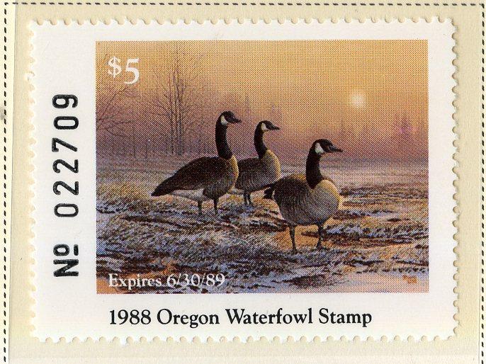 US OR5 OREGON STATE DUCK STAMP 1988 MNH SCV $14.00 BIN $7.00