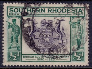 Southern Rhodesia, 1940,  Anniv. of British South Africa Co. 1/2p, #56, used**
