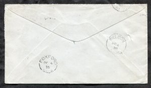 d149 - WINNIPEG 1935 Slogan Cancel on Cover to Foxford Sask. RETURNED