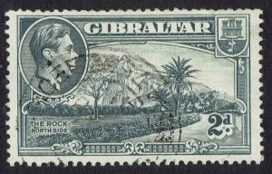 GIBRALTAR 1938 KGVI THE ROCK 2D PERF 13.5 WMK SIDEWAYS USED