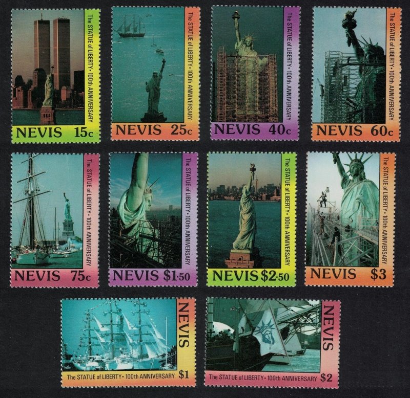 Nevis Statue of Liberty 10v 1986 MNH SG#443-452