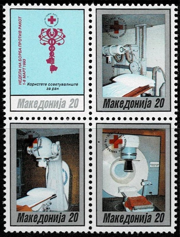 1993 Macedonia Postal Tax Block Of Four Scott Catalog Number RA31a Unused