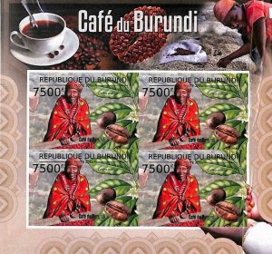 A0148 - BURUNDI - ERROR, 2012 IMPERF SHEET -  GASTRONOMY Coffee