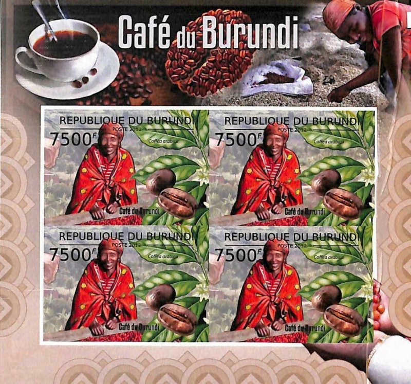 A0148 - BURUNDI - ERROR, 2012 IMPERF SHEET -  GASTRONOMY Coffee