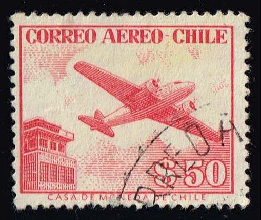 Chile #C186 Plane and Control Tower; Used at Wholesale