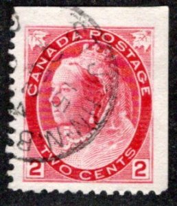 77bs, Scott, 2 Queen Victoria Numeral Issue, UR Booklet stamp,  Canada