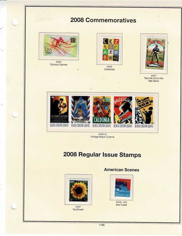 2008 Commemorative Mostly 42c Stamps #4334-48 VF MNH