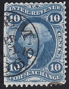 #R35C 10 cents Foreign Exchange Blue (1862-71) Revenue Stamp used F-VF