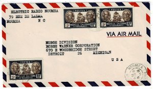 New Caledonia 1948 Noumea cancel on airmail cover to the U.S., Scott 173