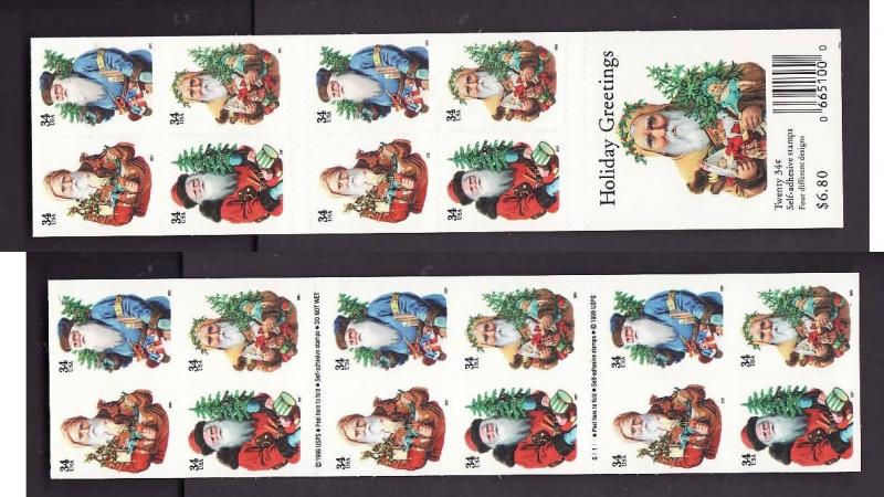 USA-Sc#3540d-unused NH booklet-Christmas-self adhesive-