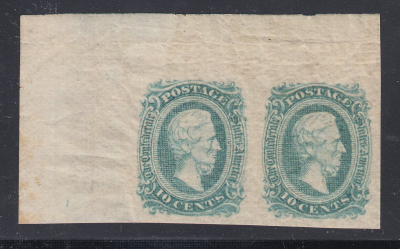 Confederate States Sc 11d, MNH. 1863-64 10c green Jefferson Davis, sheet corner