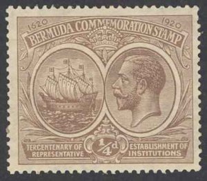 Bermuda Sc# 55 MH 1920-1921 1/2p brown Seal of the Colony & KGV