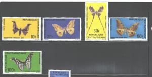 REP.CENTRE AFRICAINE1970 BUTTERFLIES #C66-C70 MNH