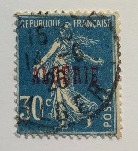 Algeria 1925 Scott 16 used - 30c,  French Semeuse, overprinted