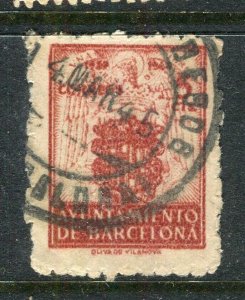 SPAIN; 1930s early Barcelona Local Civil War period issues fine used value