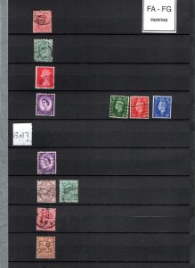 COLLECTION OF GB PERFINS ON DOUBLE SIDED PAGE