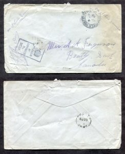 h185 - WW1 CEF 1918 Censored Cover to BEATTY Sask. Broken Circle Receiver