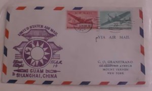 US GUAM  TO SHANGHAI CHINA JUNE 1947 FLIGHT COVER