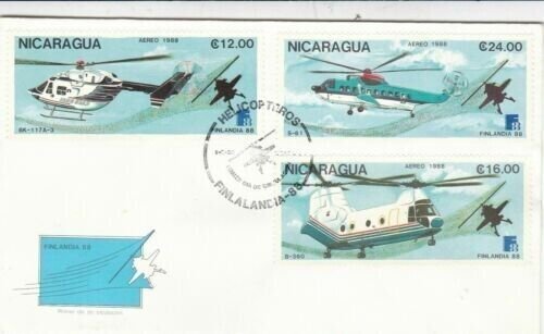 Nicaragua 1988 Helicopters FDC special cancel Unaddressed VGC